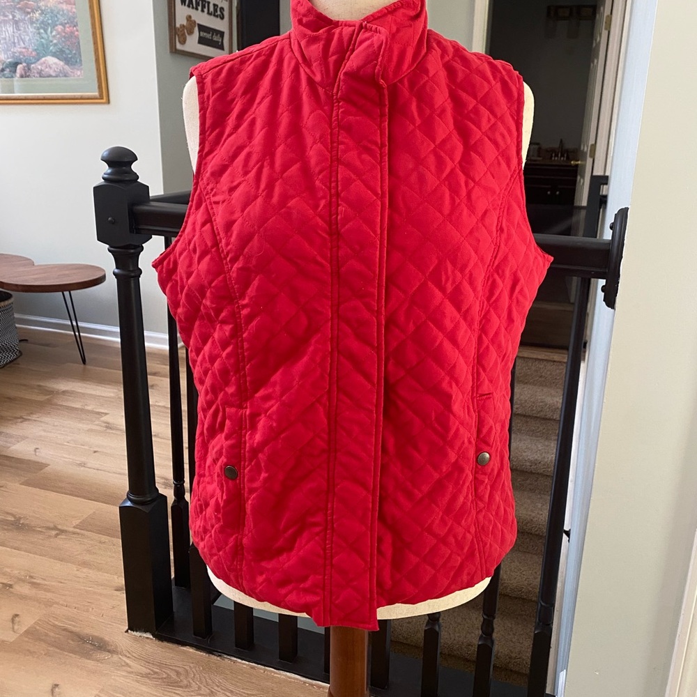 Christopher & Banks Red Quilted Vest
